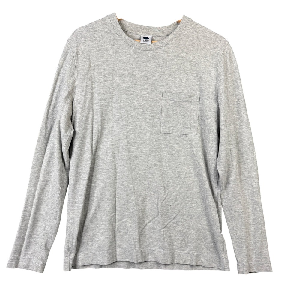 NN07 No Nationality Basic LS Tee 3308 Grey Cotton Long Sleeve Pocket T-Shirt